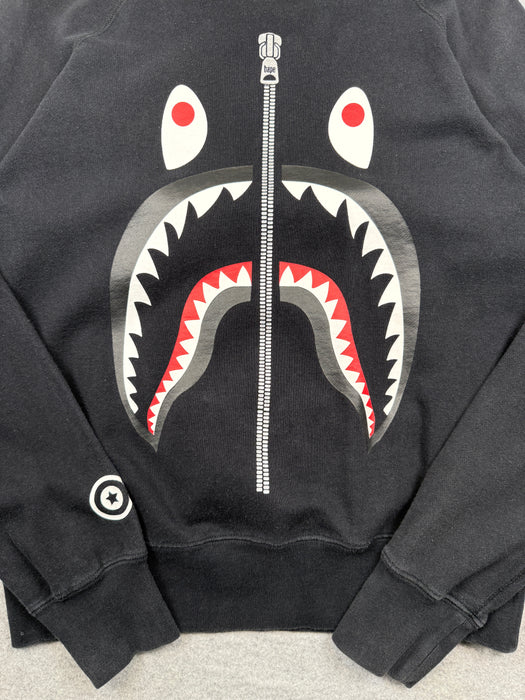 BAPE Shark Zipper Crewneck Black (USED) | Vitnage Clothing Store Canada