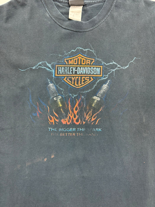 Vintage 2000s Gasoline Alley Harley Davidson Tee Faded Black | Vitnage Clothing Store Canada