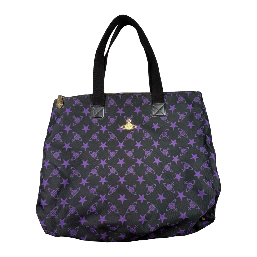 Vivienne Westwood Jacquard Multi Star Orb Large Handbag Purple/Black