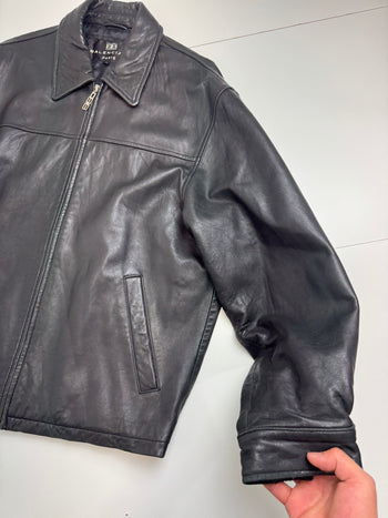 Vintage Balenciaga Paris Leather Harrington Jacket Black