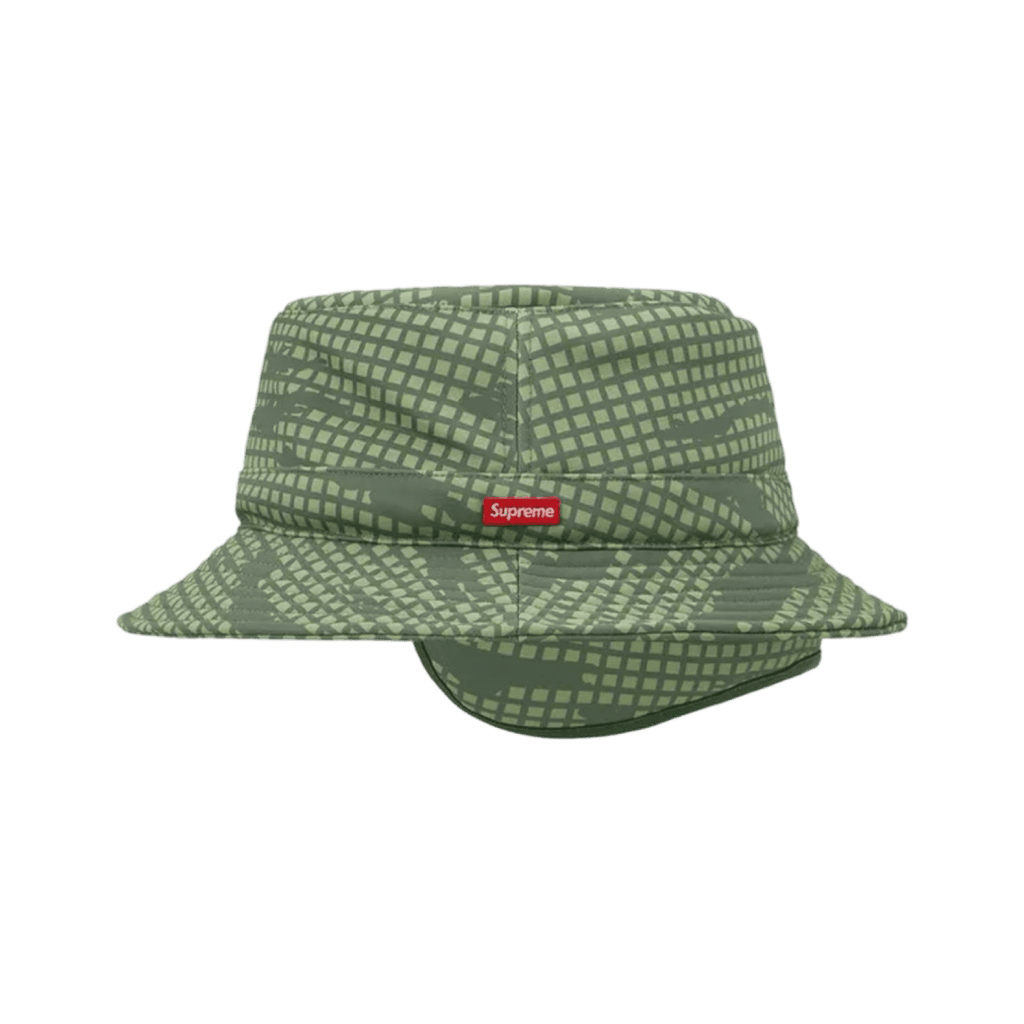 Supreme Windstopper Earflap Crusher Bucket Hat Olive Grid Camo