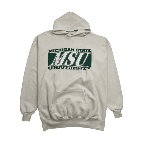 (XL) Vintage 90s Michigan State University Hoodie Cream | Vintage Clothing Store Canada