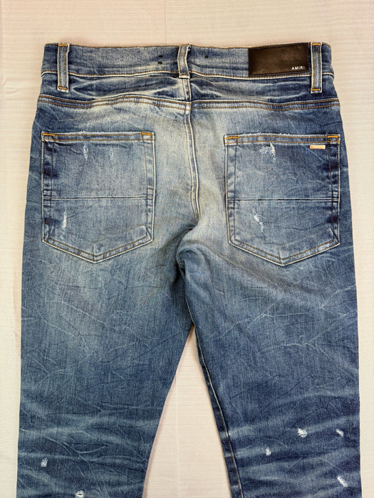 Amiri MX1 Distressed Biker Jeans Blue (USED) | Vitnage Clothing Store Canada