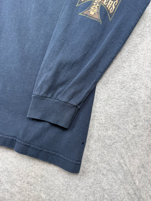 Vintage West Coast Choppers Bike Cross Sleeve L/S Tee Navy | Vitnage Clothing Store Canada