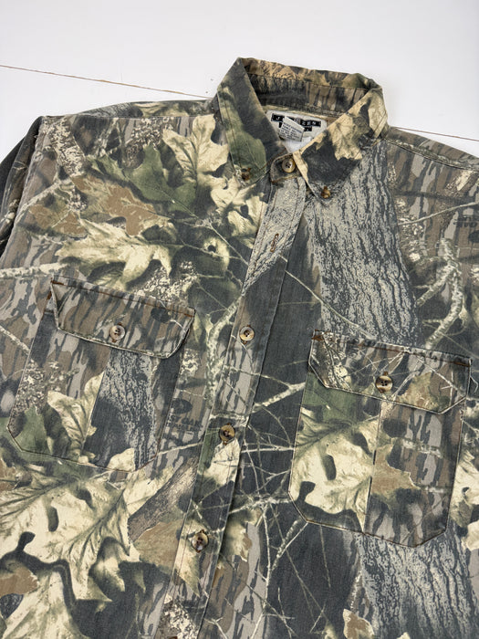 Vintage Jerzees Leaf Camo Button Up Overshirt | Vitnage Clothing Store Canada