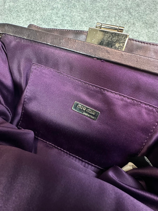 Miu Miu  Vitello Lux Matelasse Flap Pochette Purple | Vitnage Clothing Store Canada
