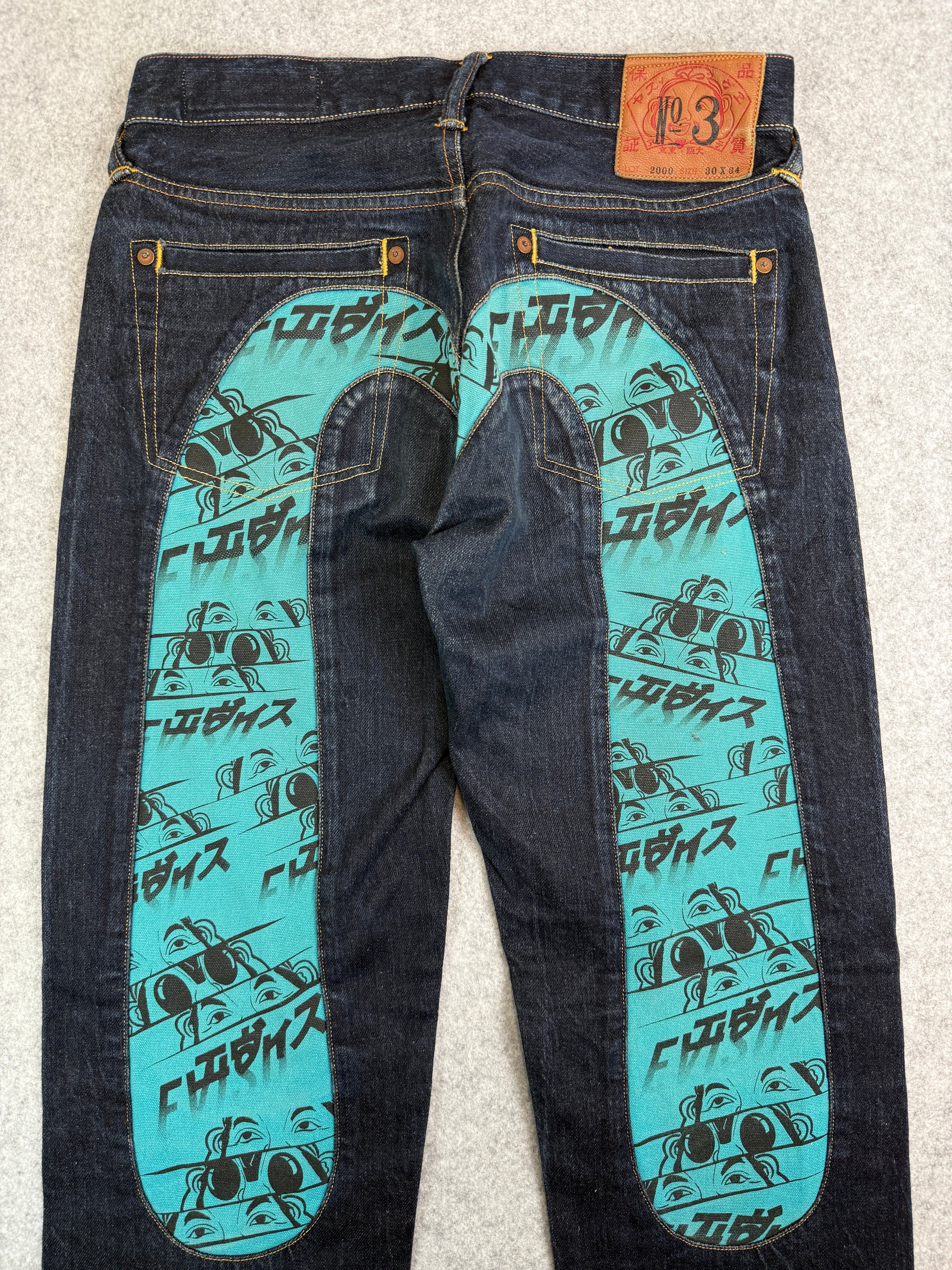 Evisu Lot 2000 No. 3 Daicock Blue Denim Pants