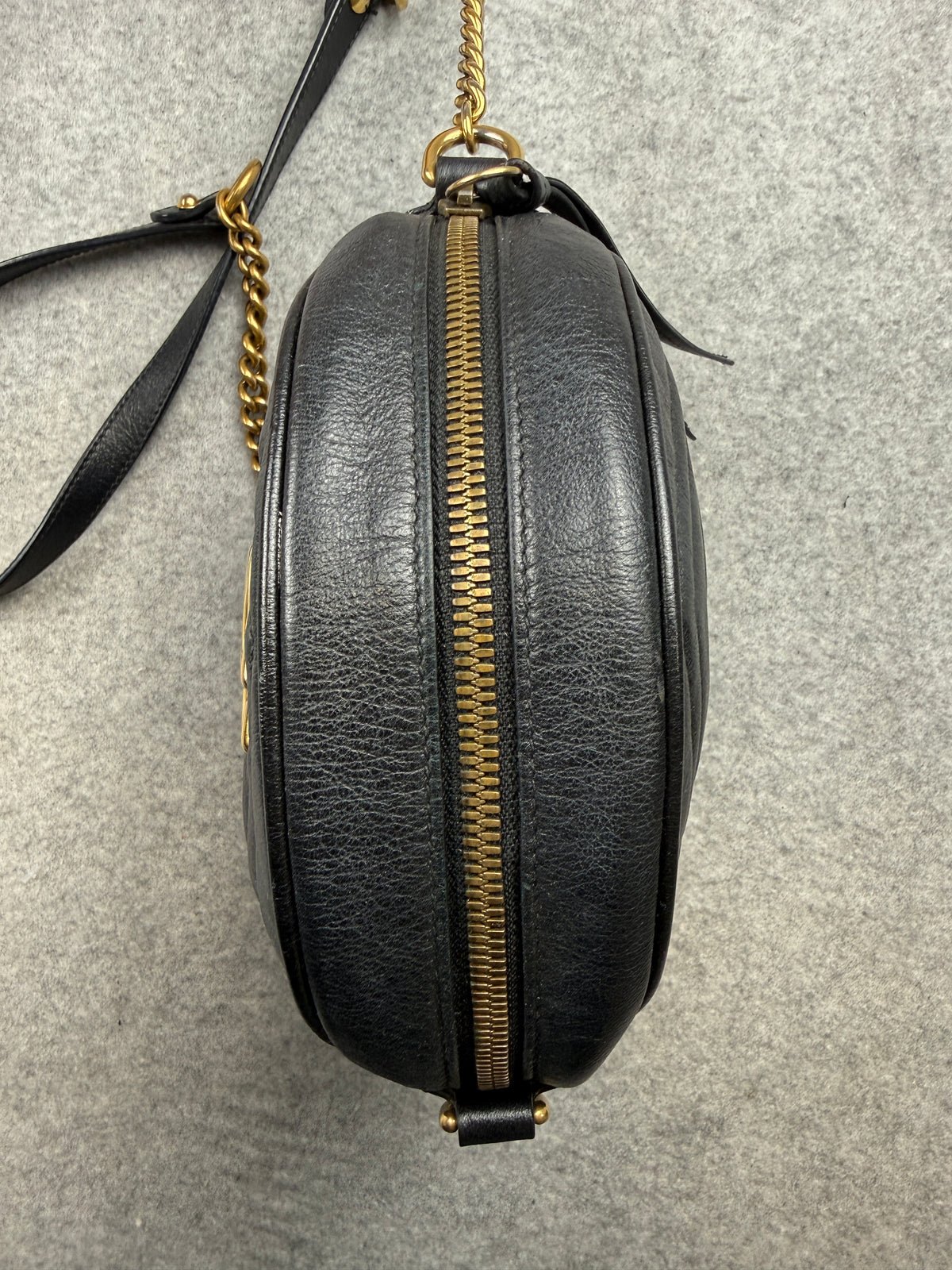 Gucci GG Marmont Mini Round Shoulder Bag Black