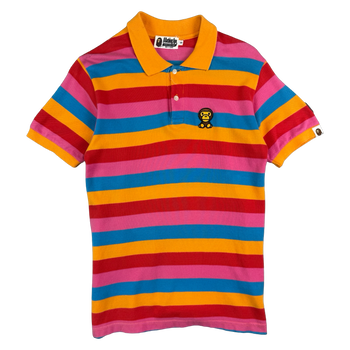 BAPE Baby Milo Striped Polo Tee Multi Color (USED)