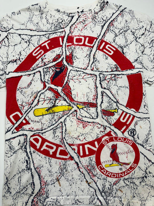 (L) Vintage ‘99 St. Louis Cardinals AOP Tee White | Vitnage Clothing Store Canada