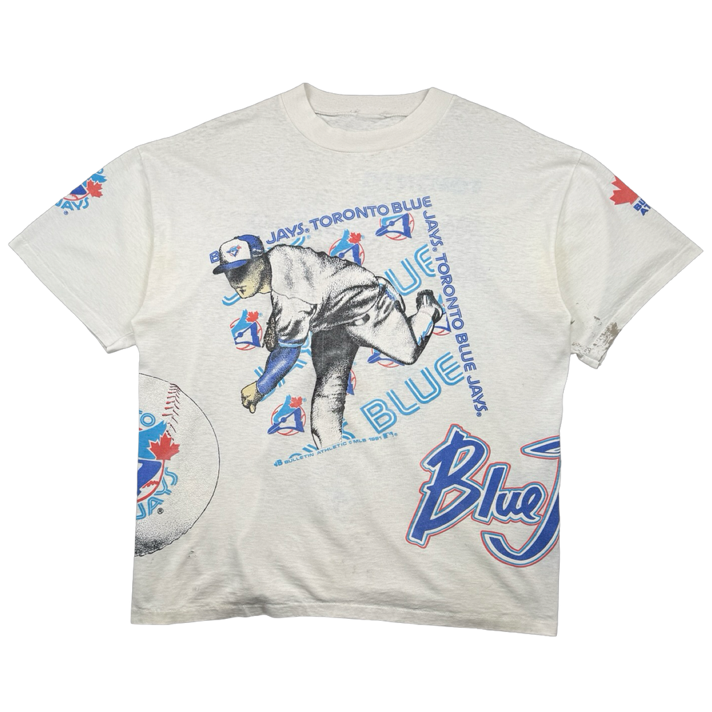 Vintage '91 Bulletin Athletics Toronto Blue Jays AOP Tee White
