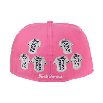 Supreme Jerseys Box Logo New Era Fitted Hat Pink