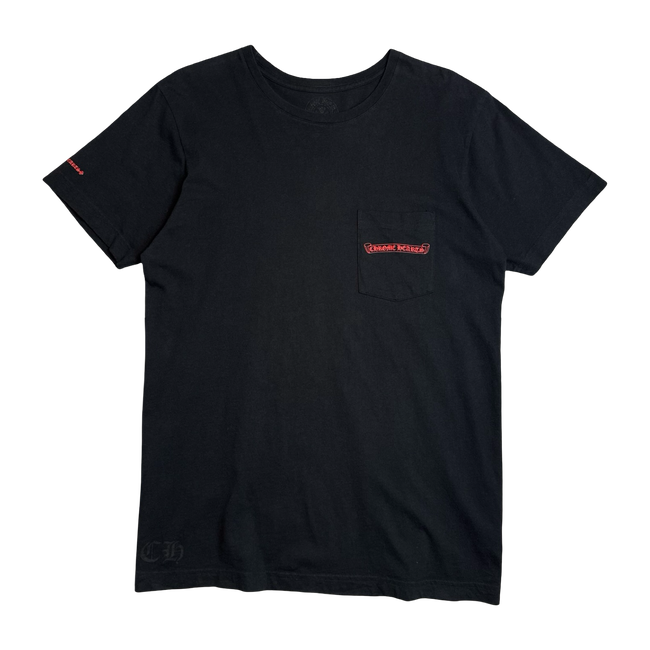 Chrome Hearts Horseshoe Scroll Logo Pocket Tee Black/Red