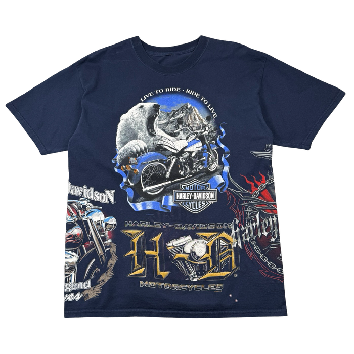 Vintage Harley Davidson Reversible Polar Bear Test Print Sample Tee Navy | Vitnage Clothing Store Canada