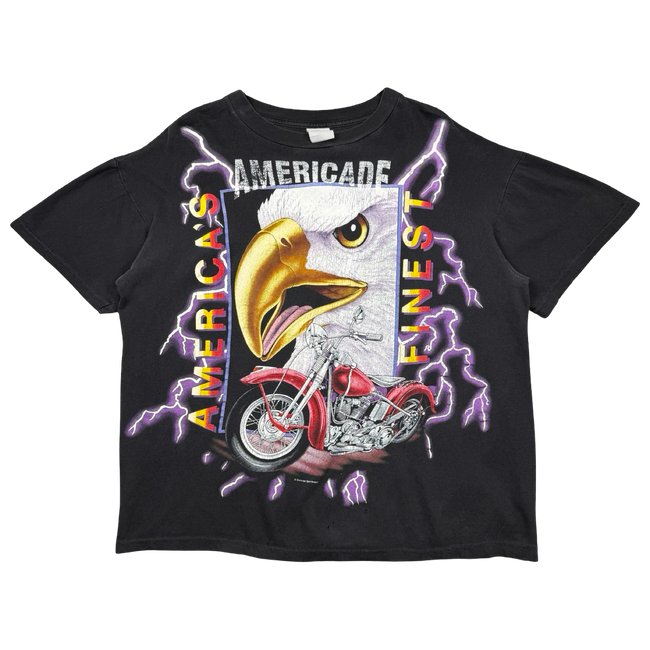 Vintage American Thunder Lightning Eagle Americade Tee Black