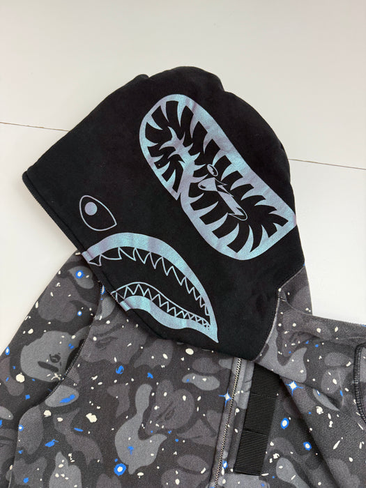 BAPE Space Camo Shark Full Zip Hoodie Black (USED) | Vitnage Clothing Store Canada