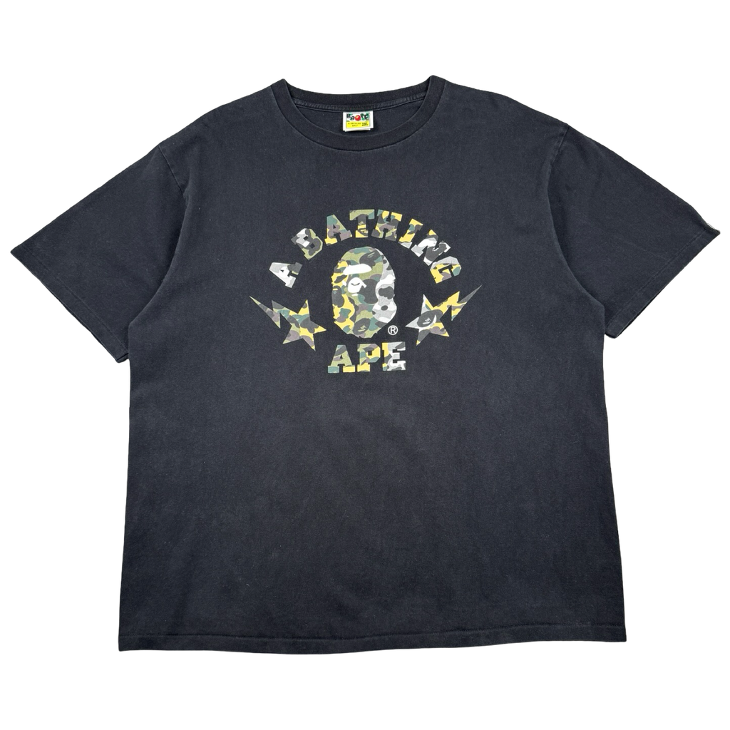BAPE 1st Camo Crazy Sta College Tee Black