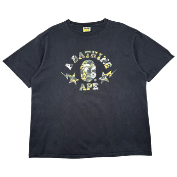 BAPE 1st Camo Crazy Sta College Tee Black