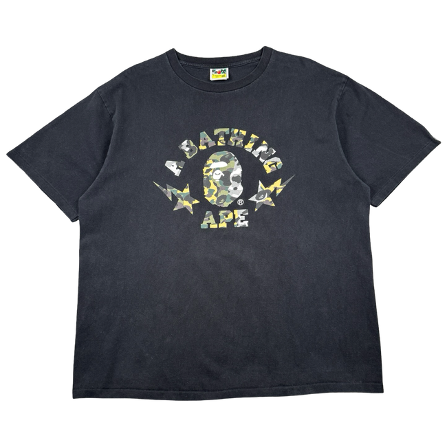 BAPE 1st Camo Crazy Sta College Tee Black