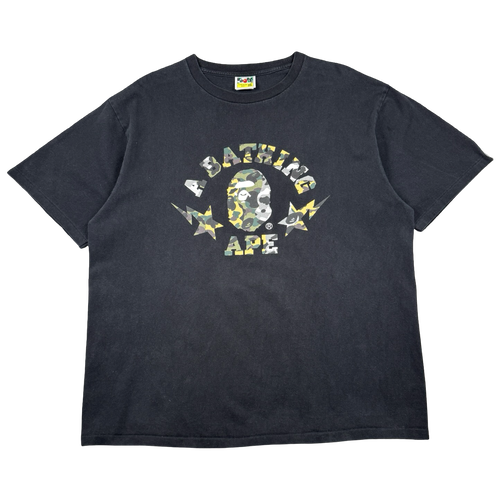 BAPE 1st Camo Crazy Sta College Tee Black | Vintage Clothing Store Canada