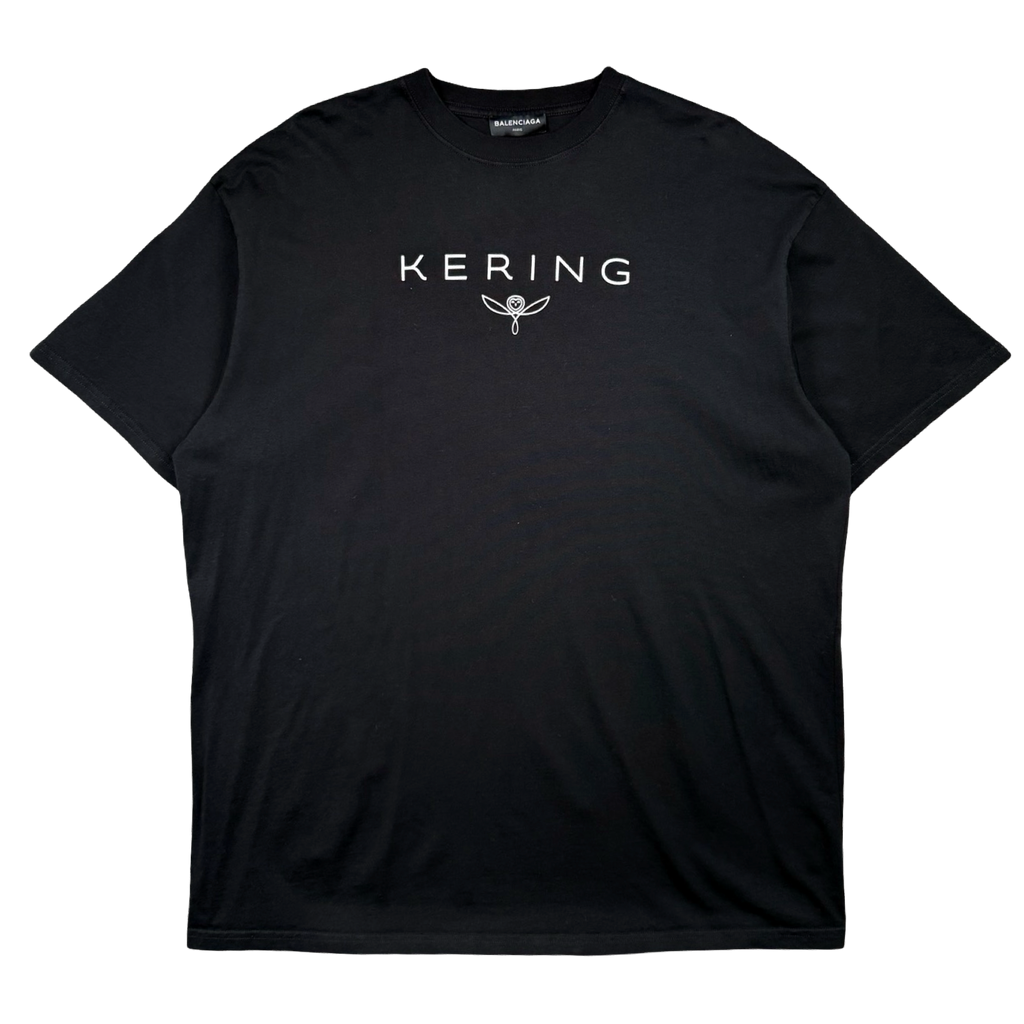 Balenciaga Kering Print Cotton Tee Black