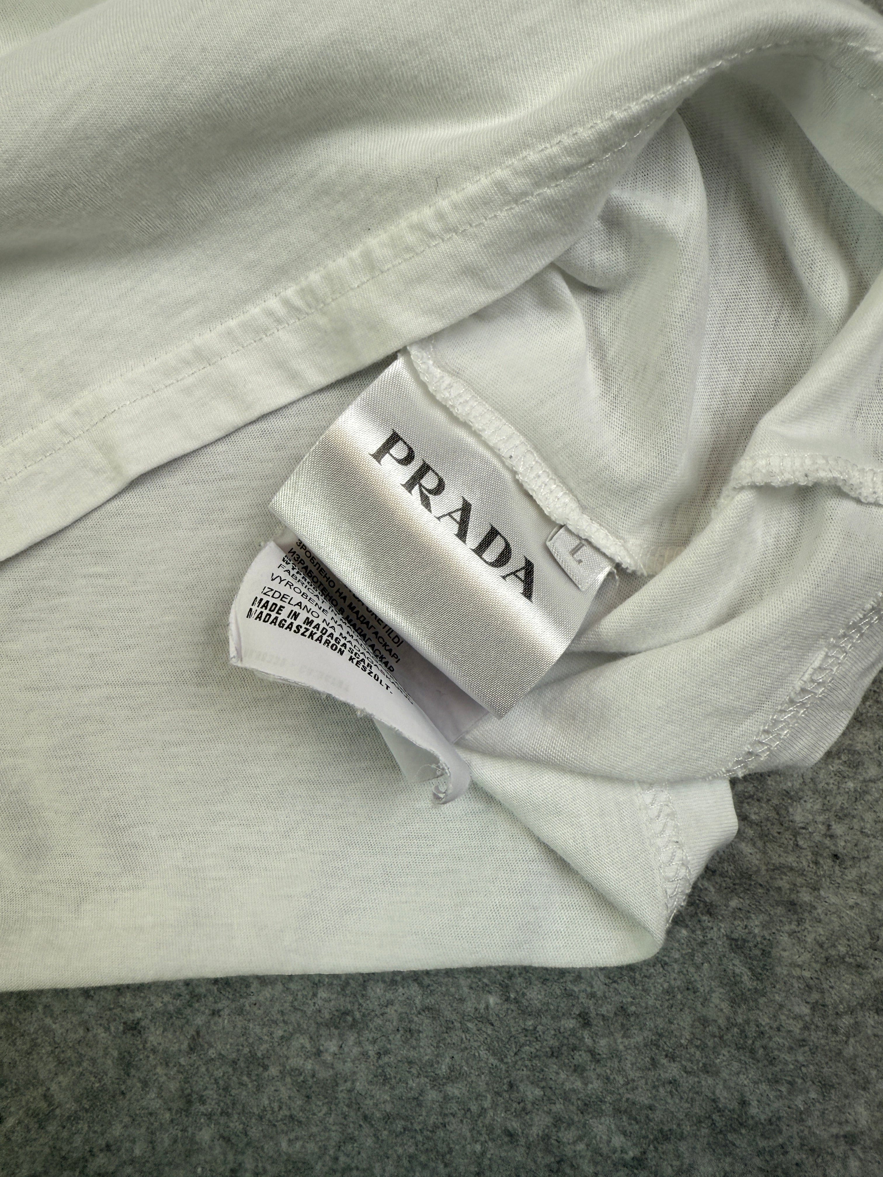 Prada Triangle Blank Logo Crew Tee White (USED)