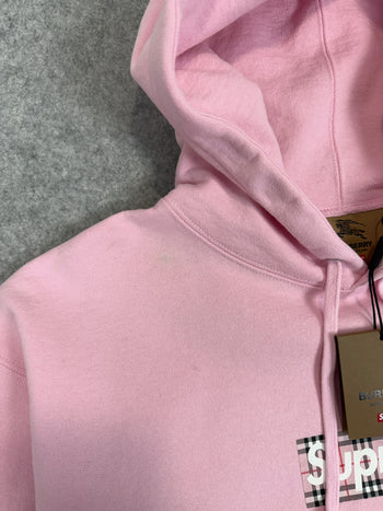 Supreme Burberry Box Logo Hoodie Light Pink