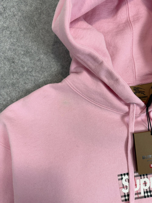 Supreme Burberry Box Logo Hoodie Light Pink | Vintage Clothing Store Canada