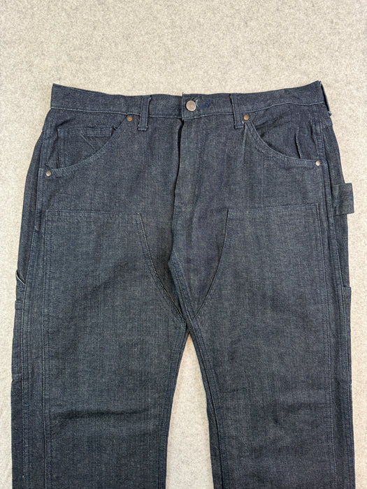 BAPE Embroidered Spell Out Double Knee Denim Jeans (USED) | Vitnage Clothing Store Canada
