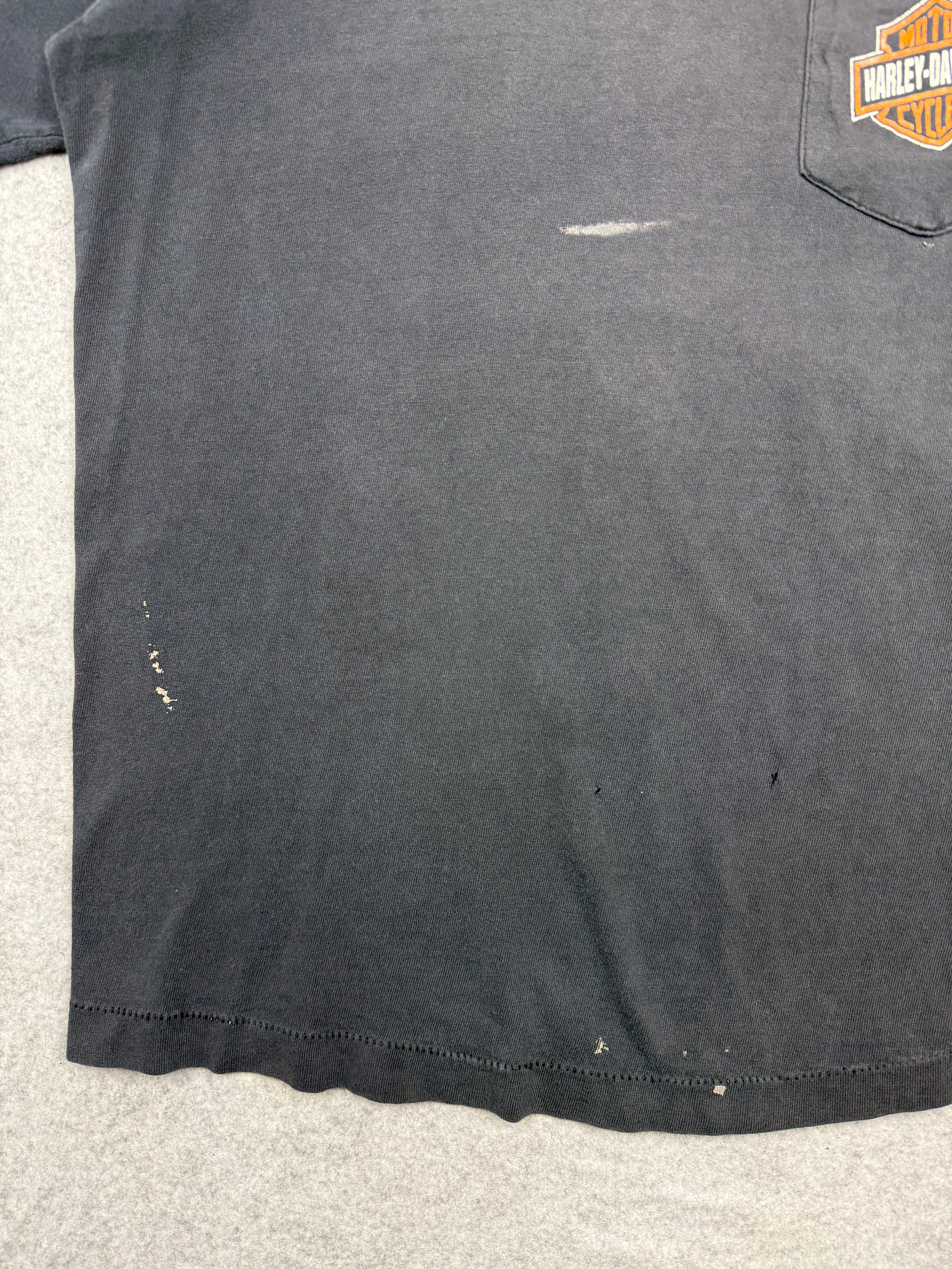 Vintage Harley Davidson Lancaster Spaceship Tee Black