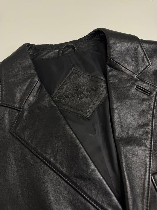 Vintage 90s Balenciaga Paris Blazer Leather Jacket Black | Vitnage Clothing Store Canada