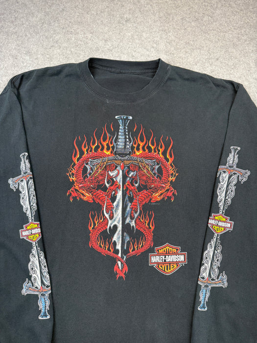 Vintage Harley Davidson Dragon Dagger L/S Tee Black | Vitnage Clothing Store Canada