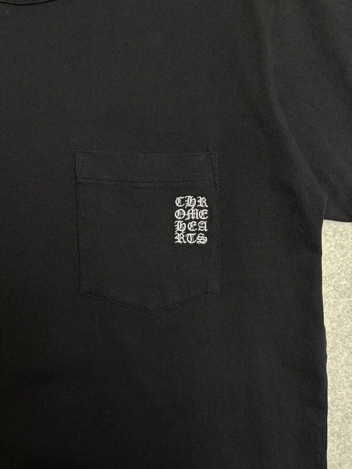 Chrome Hearts Embroidered Vertical Logo Pocket Tee Black | Vintage Clothing Store Canada