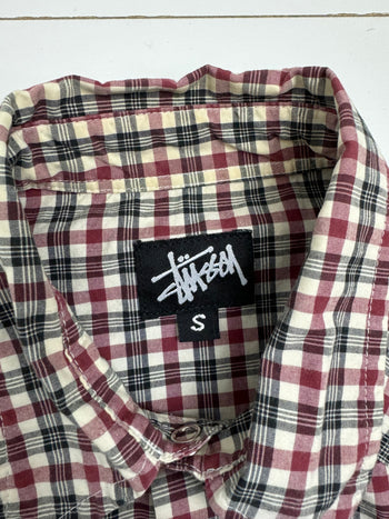 (S) Vintage 90s Stussy Button Up Red/White