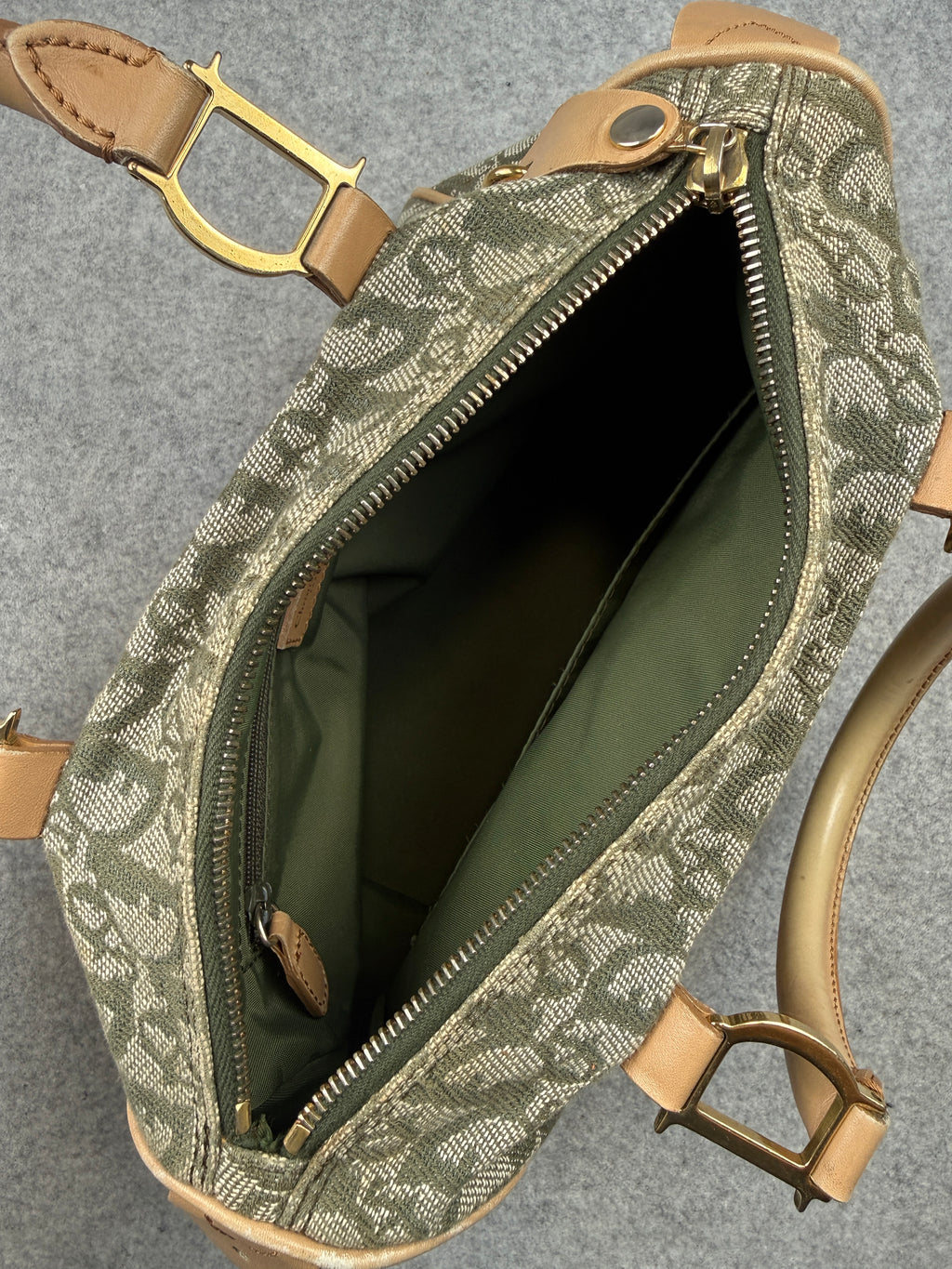 Christian Dior Diorissimo Canvas Boston Bag Green