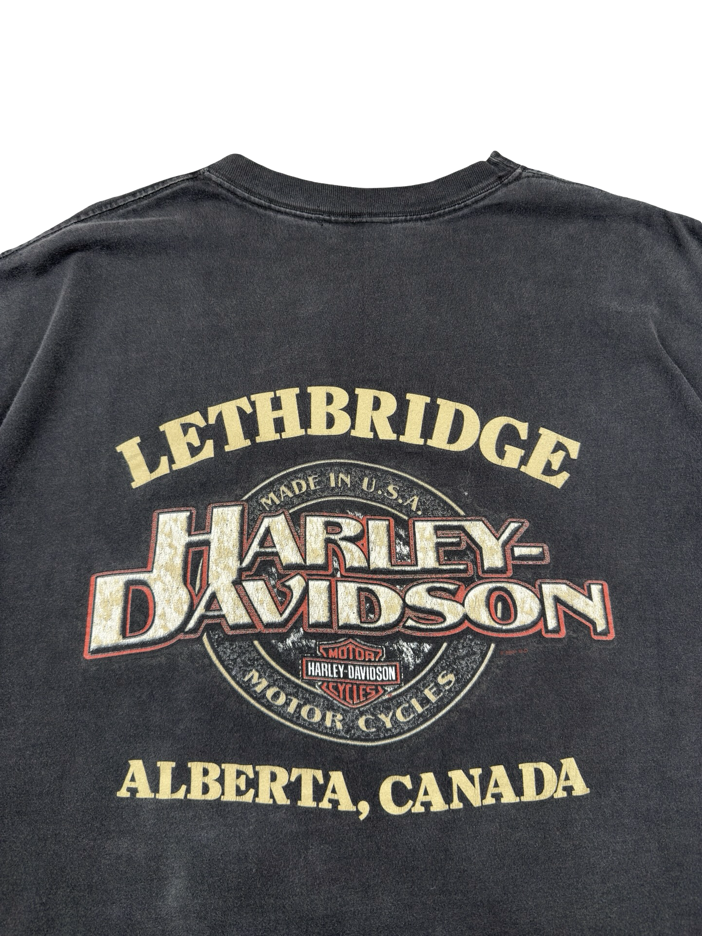 Vintage Harley Davidson Big Lightning Emblem Tee Black