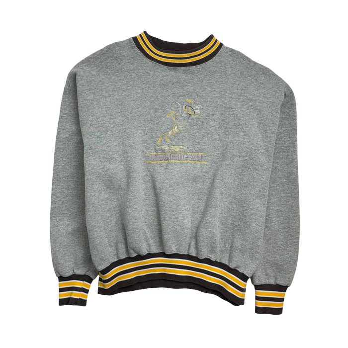 (XL) Vintage University Of Michigan Sweatshirt Grey | Vitnage Clothing Store Canada