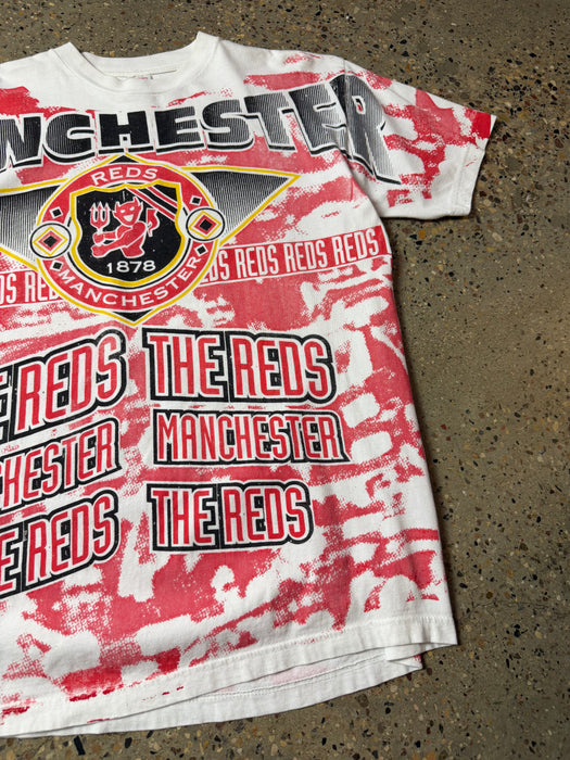 Vintage Manchester Reds AOP Tee Red/White | Vitnage Clothing Store Canada