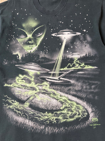 Vintage 1997 Liquid Blue Alien UFO Tee Black
