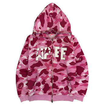 BAPE APEE ABC Camo Jewel Logo Full Zip Hoodie Pink (USED)