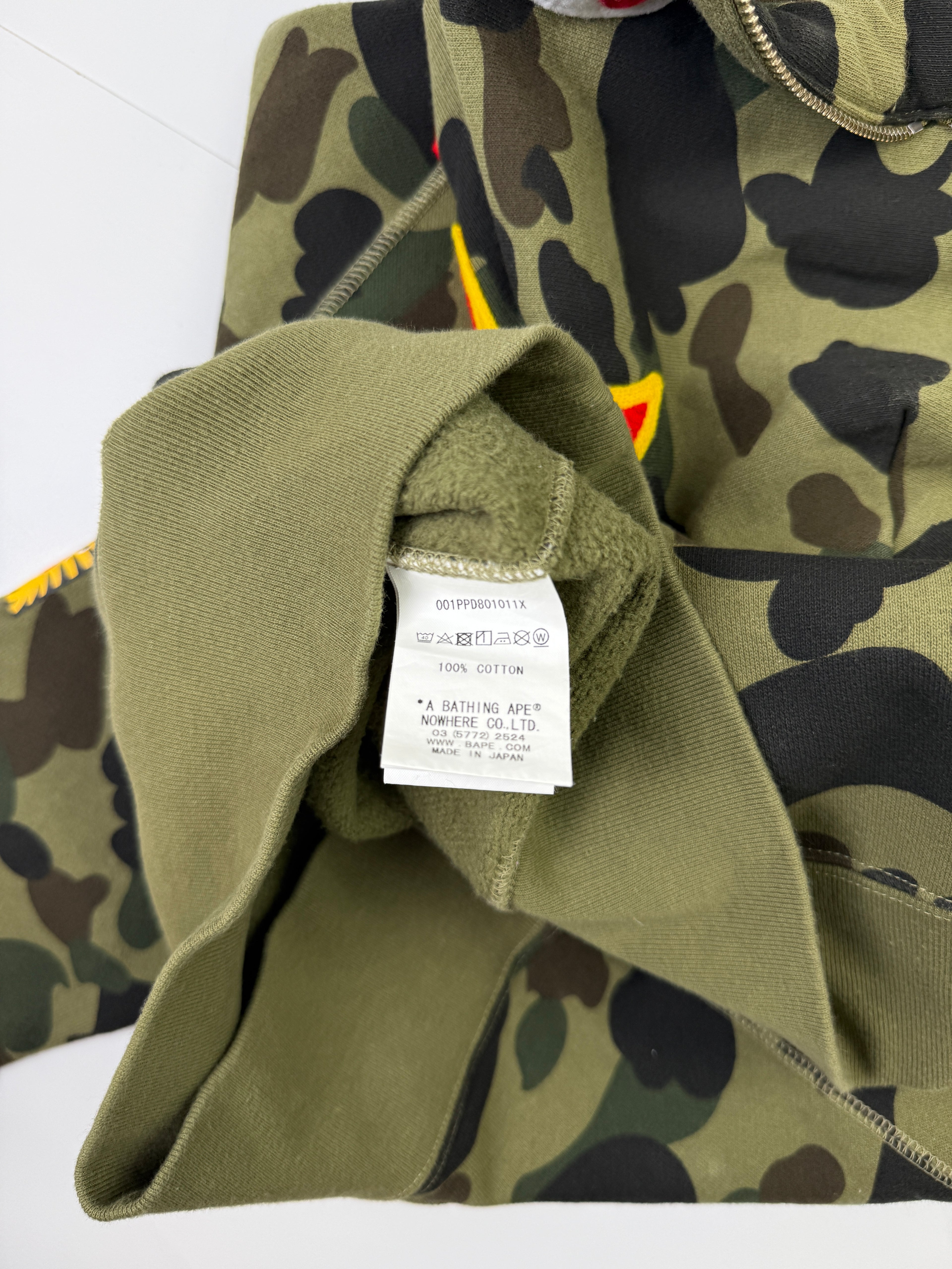 BAPE 1st Camo Ponr Shark Half Zip Up Hoodie Green (USED)