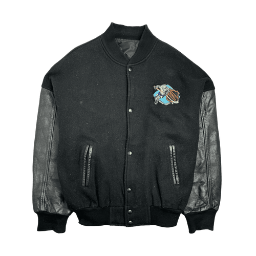 (XL) Vintage NHL The Muppets Varsity Jacket Black | Vintage Clothing Store Canada