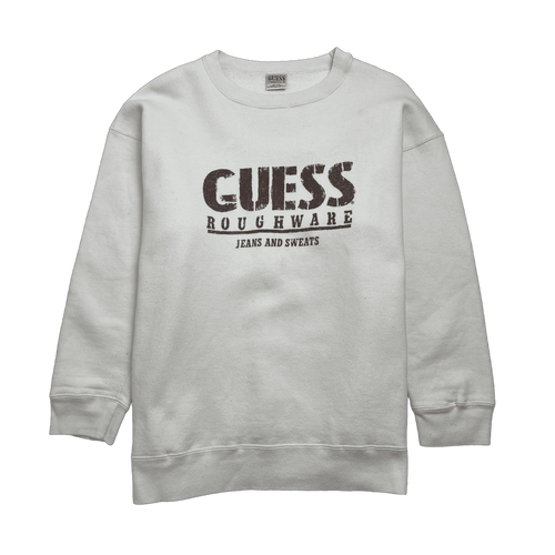 (M) Vintage 90s Guess Roughware Sweatshirt Cream | Vintage Clothing Store Canada