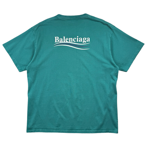 Balenciaga Political Campaign Tee Teal (USED)