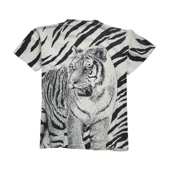 Vintage 90s Tiger AOP Tee White