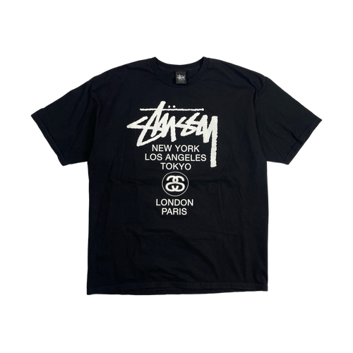 Stussy World Tour Tee Black (USED) | Vintage Clothing Store Canada