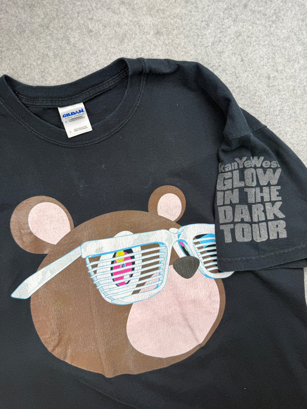 Vintage 2000’s Kanye West Glow In The Dark Bear Tour Tee Black