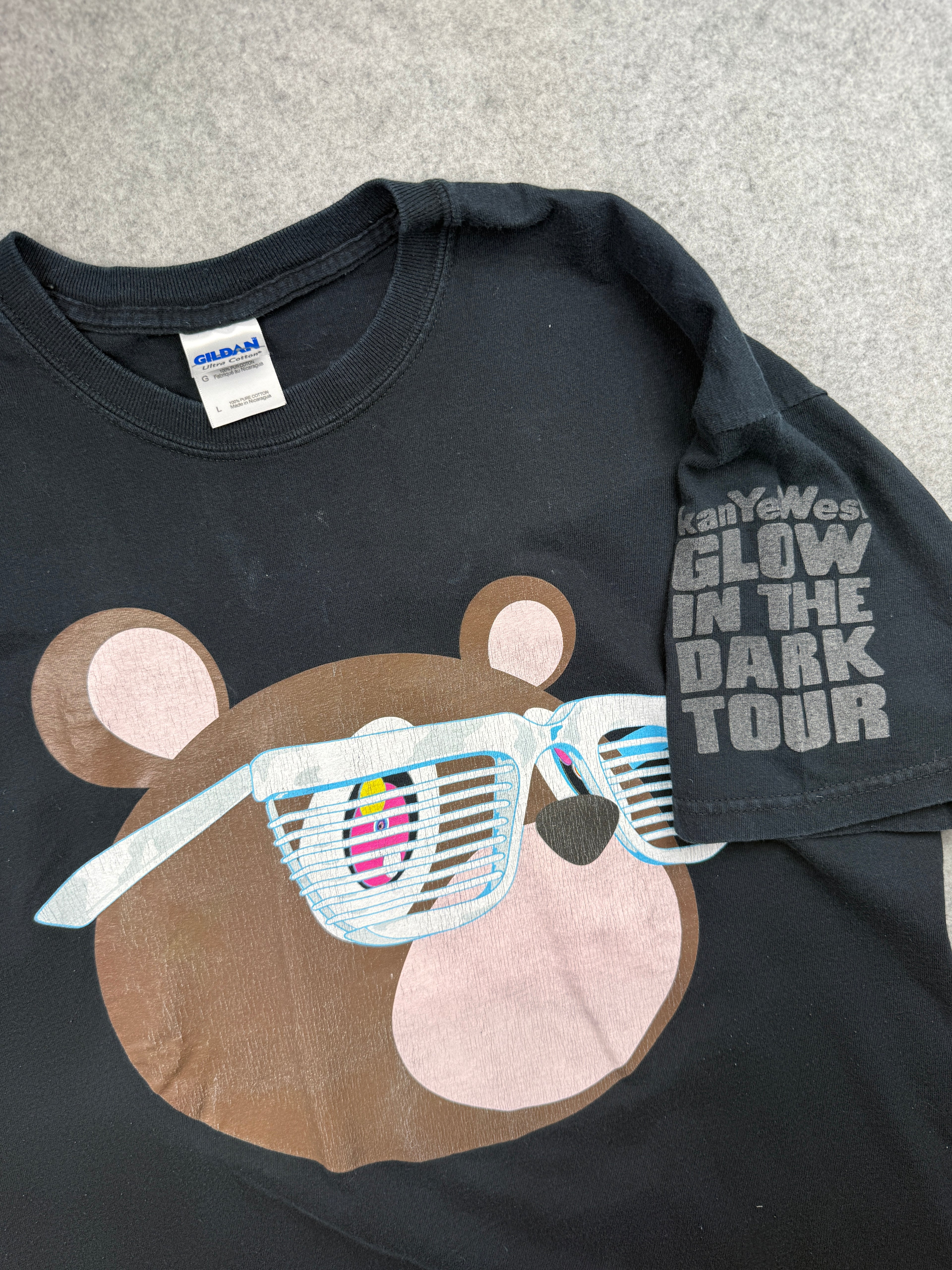 Vintage 2000’s Kanye West Glow In The Dark Bear Tour Tee Black