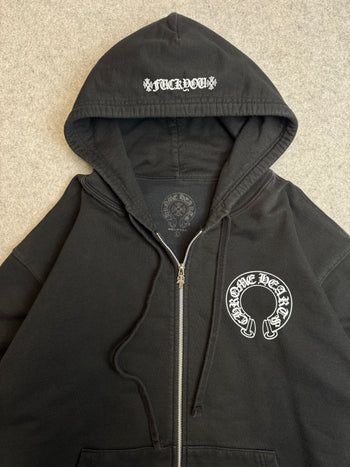 Chrome Hearts Horseshoe Floral Sleeve Thermal Zip Up Sweater Black