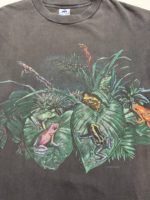 (L) Vintage 90s Nature Frog Tee Faded Black | Vitnage Clothing Store Canada